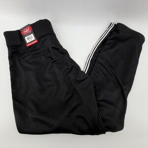 Rawlings Baseball Pants Mens Medium Black Semi-Relaxed Pro-Dri Side Stripe